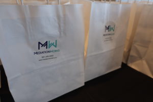 Event Gifts Bags - White with MediationWorks Logo