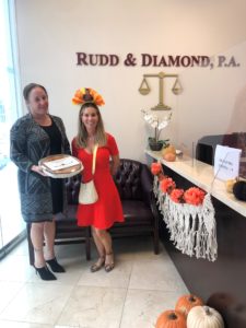 Joanne Luckman of MediationWorks delivering pies Rudd Diamond this Thanksgiving