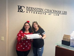 Joanne Luckman of Mediationworks Delivering Donuts to staff at Bernstein Chackman Liss