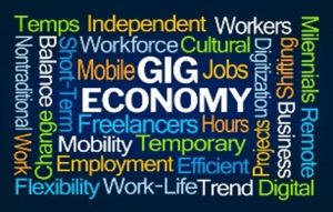 GIG Economy word cloud concept on black background