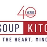 Logo of The Soup Kitchen - red, blue and white.