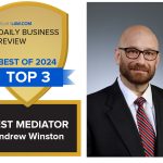 Photo of the DBR Best of Mediator Award and Photo of Andrew Winston