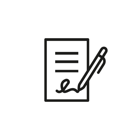 Signing contract icon.
