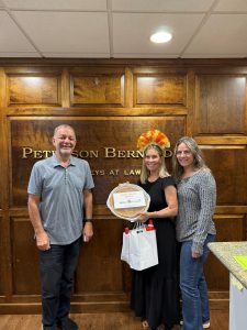 Joanne Luckman Delivering Pies to Senior Justice Law Firm