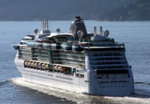 White Cruiseship underway in middle of ocean